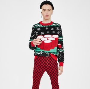 Dolls Kill Christmas Pong Game Sweater + Socks NWT